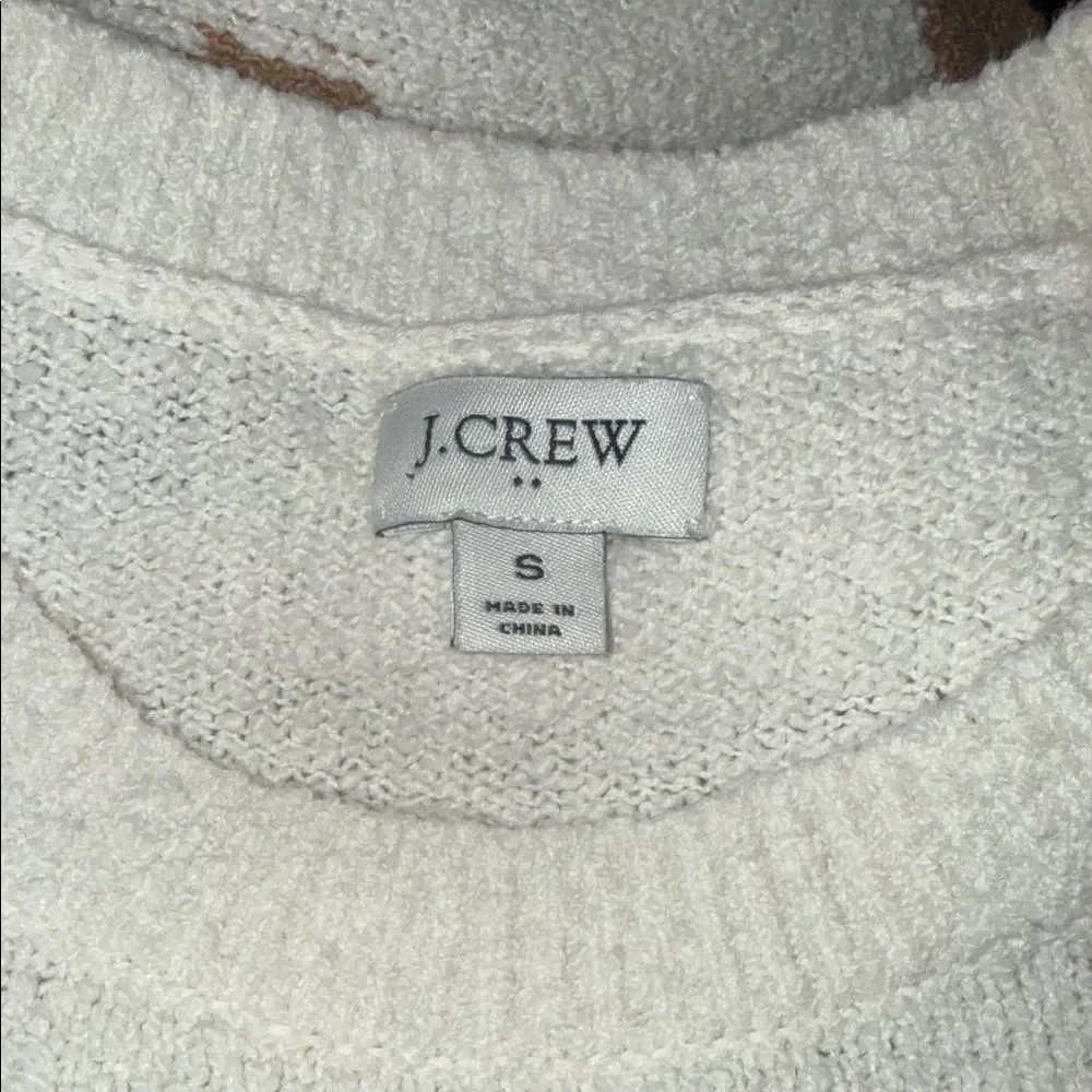 J. Crew Cream and Brown Polka Dot long Sleeve super Soft 3D Dots Sweater
